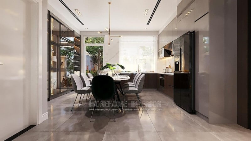 Mẫu thiết kế phòng bếp hiện đại ôm trọn phòng ăn Thiết kế nhà bếp đẹp