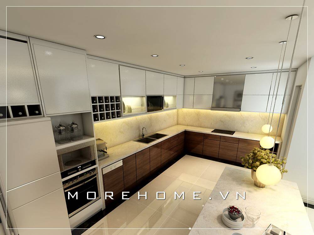 Mẫu tủ bếp chữ L đẹp và tiện nghi