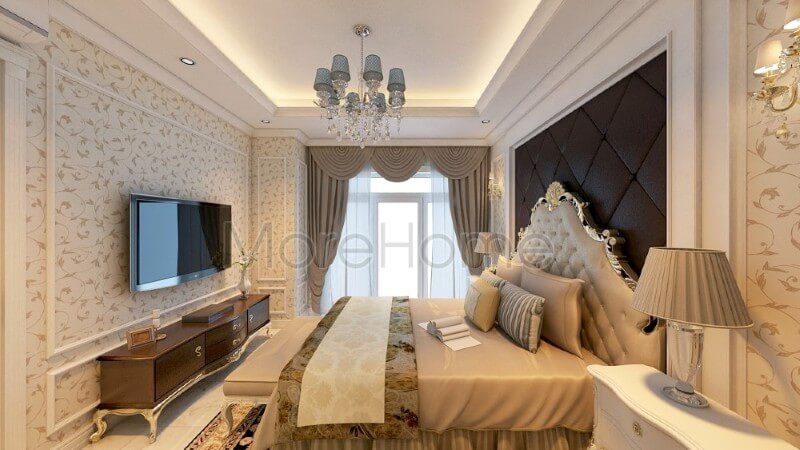 Các đường nét chạm khắc tinh xảo trên chiếc giường ngủ là điểm nhấn thu hút nhất trong căn phòng, với thiết kế tỉ mỉ này, kiến trúc sư đã mang đến sự mới mẻ và sáng tạo cho không gian thư giãn