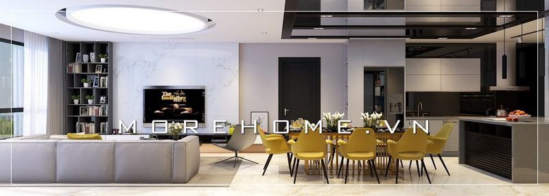 Mẫu bàn đảo bếp hiện đại, ốp đá màu xám cho không gian bếp tiện nghi và sạch sẽ hơn